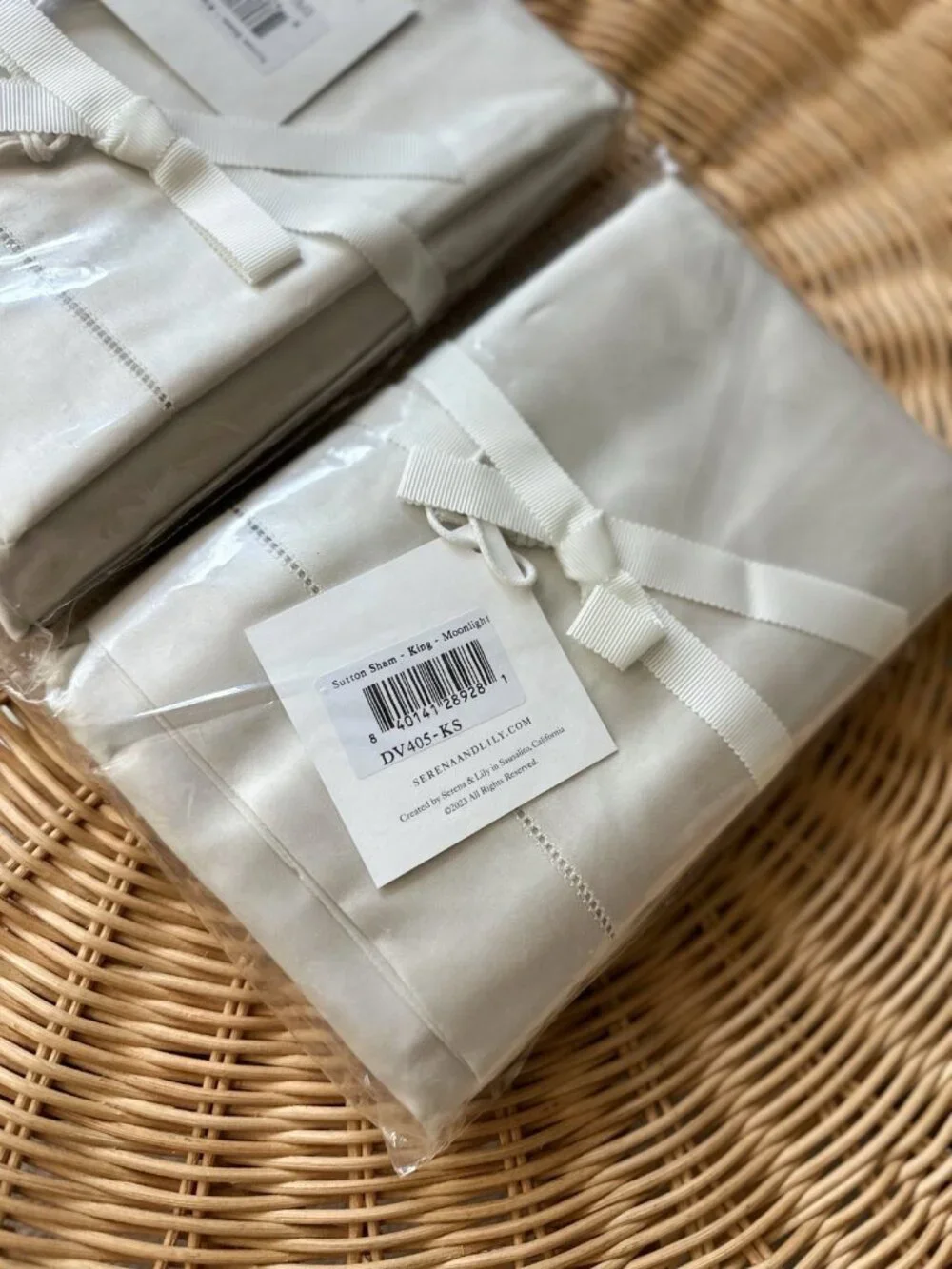 NEW Serena & Lily Sutton 610-TC Sateen King Shams (Set of 2)-Moonlight Grey